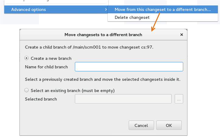 Plastic SCM GUI - Linux - Move changeset