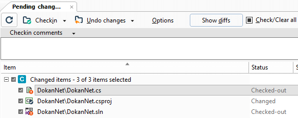 Plastic SCM 'Pending Changes' view