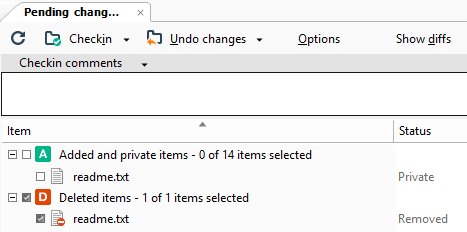 Pending changes View