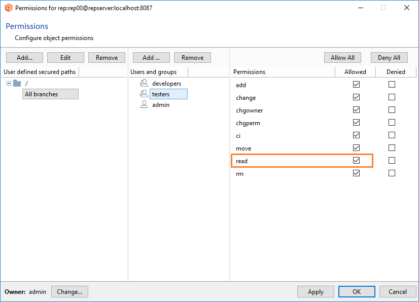 Path permissions - Grant read access to testers - root folder