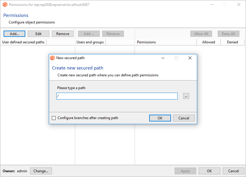 Path permissions - New secured path