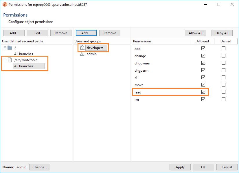 Path permissions - New secured path
