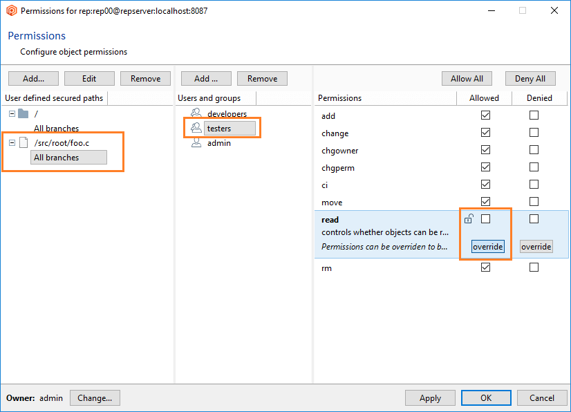 Path permissions - Do not allow and override read access to subdirectory