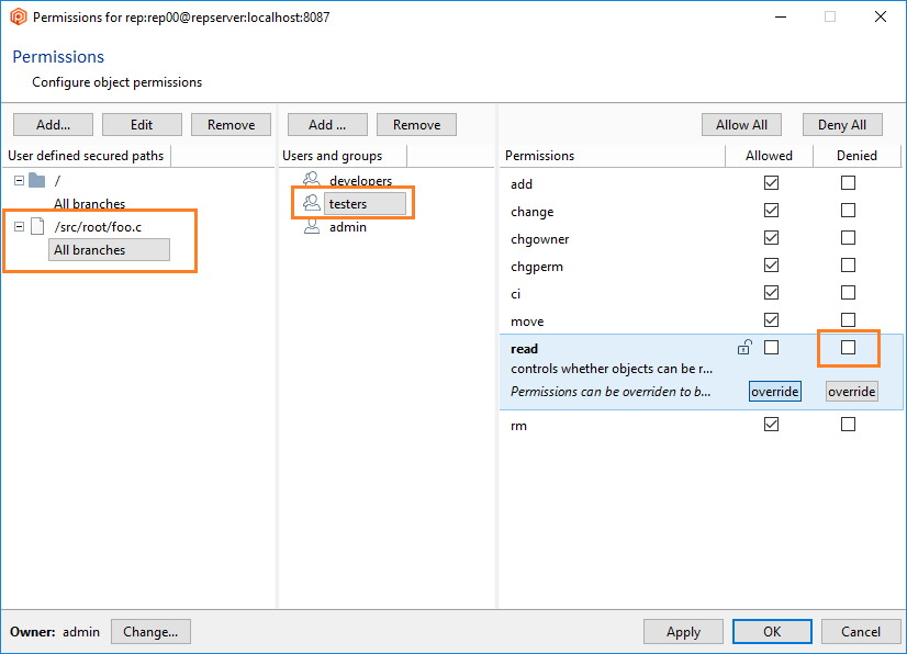 Path permissions - Do not allow and override read access to subdirectory