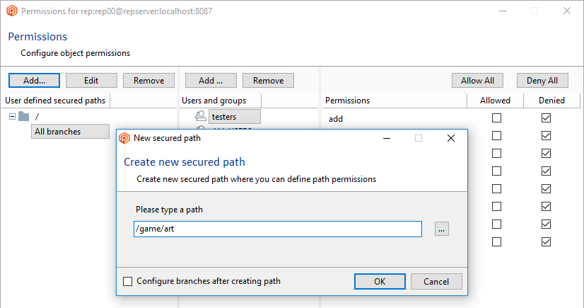Path permissions - New secured path