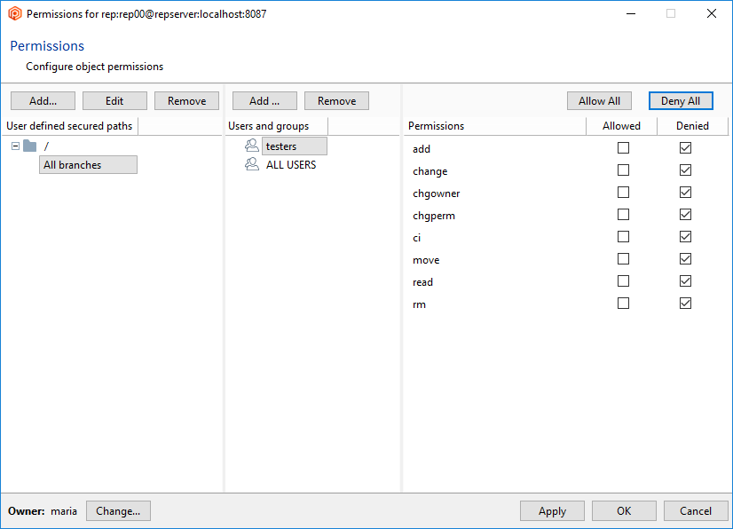 Path permissions - Deny permissions root folder