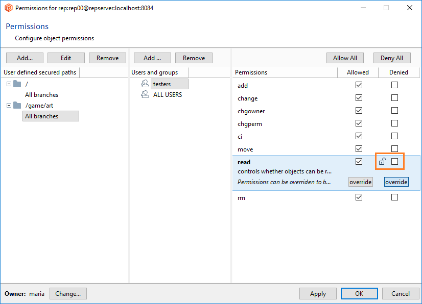 Path permissions - Override read access to subdirectory