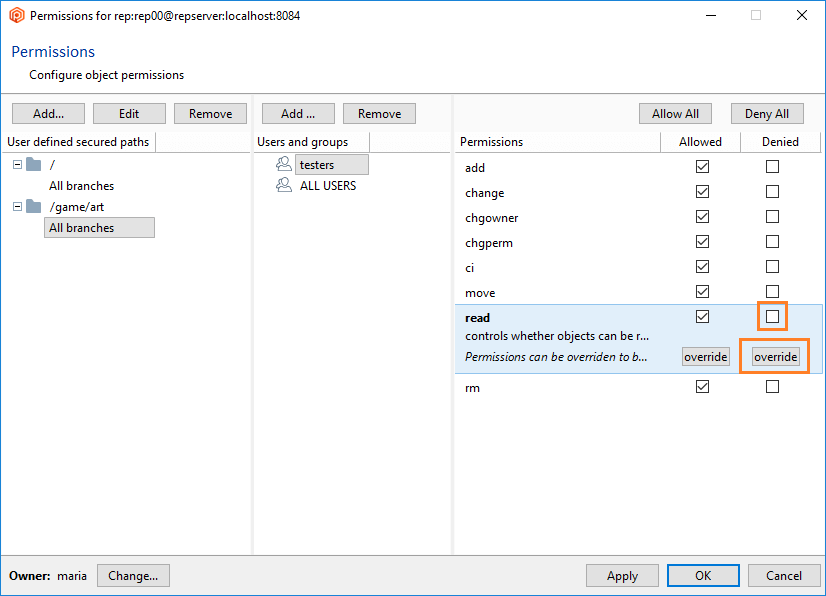 Path permissions - Override read access to subdirectory