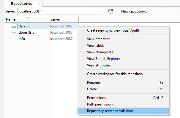 Repository server permissions
