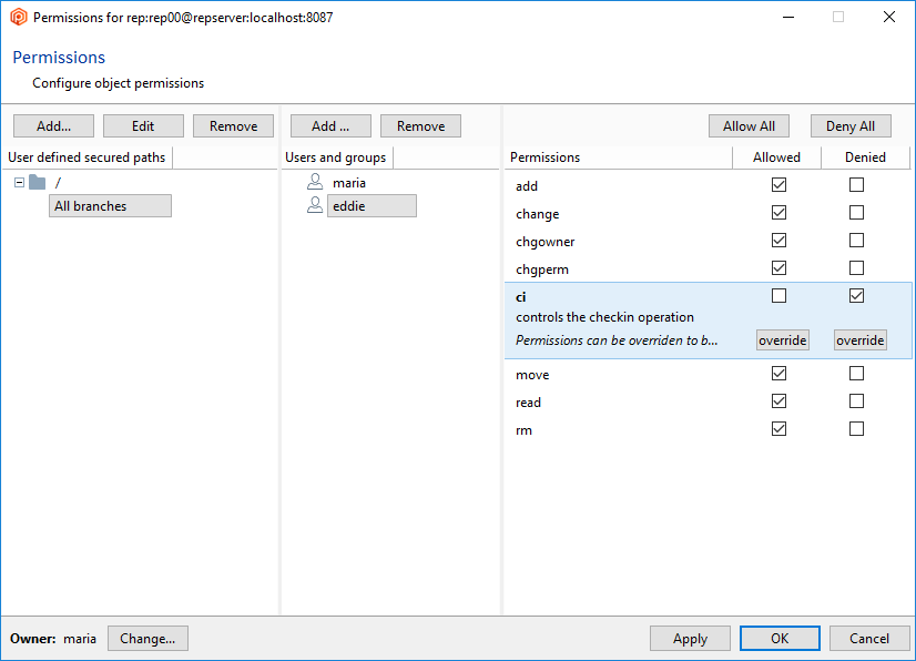 Path permissions - Deny ci