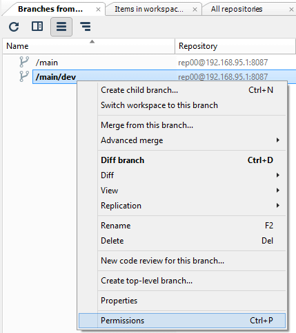 Branch permissions