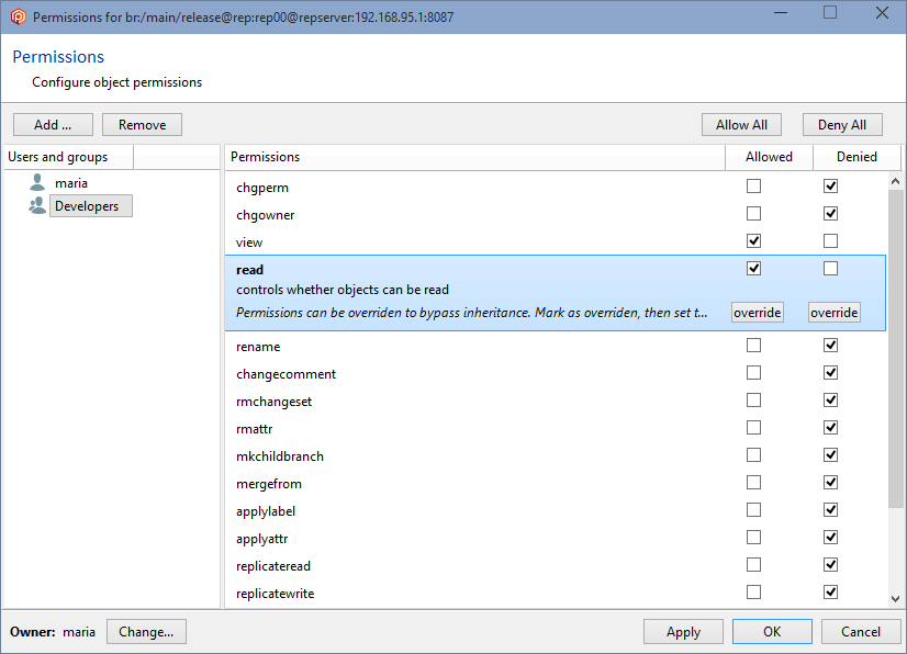Branch permissions - Read and view