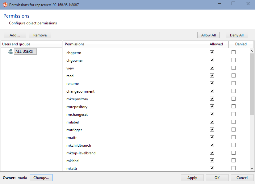 Repository server permissions - Changed owner
