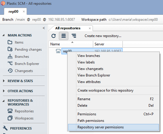 Repository server permissions