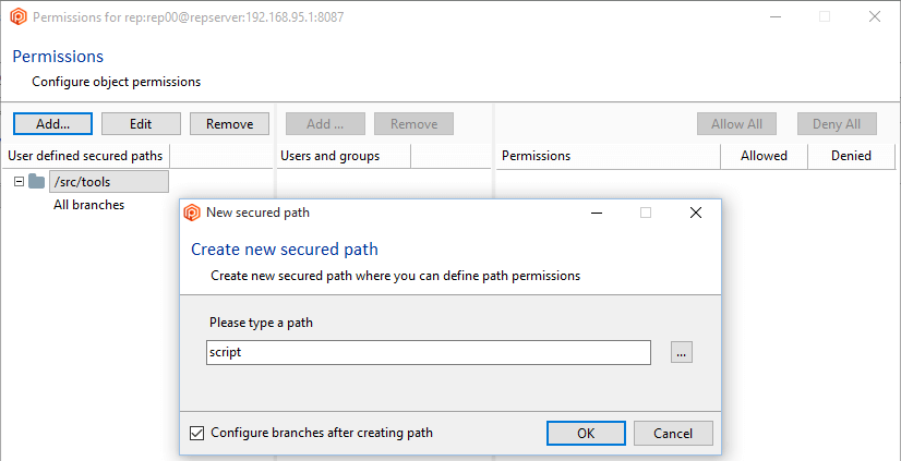 Path permissions - Secured path - Update