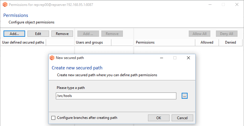 Path permissions - Secured path - Update