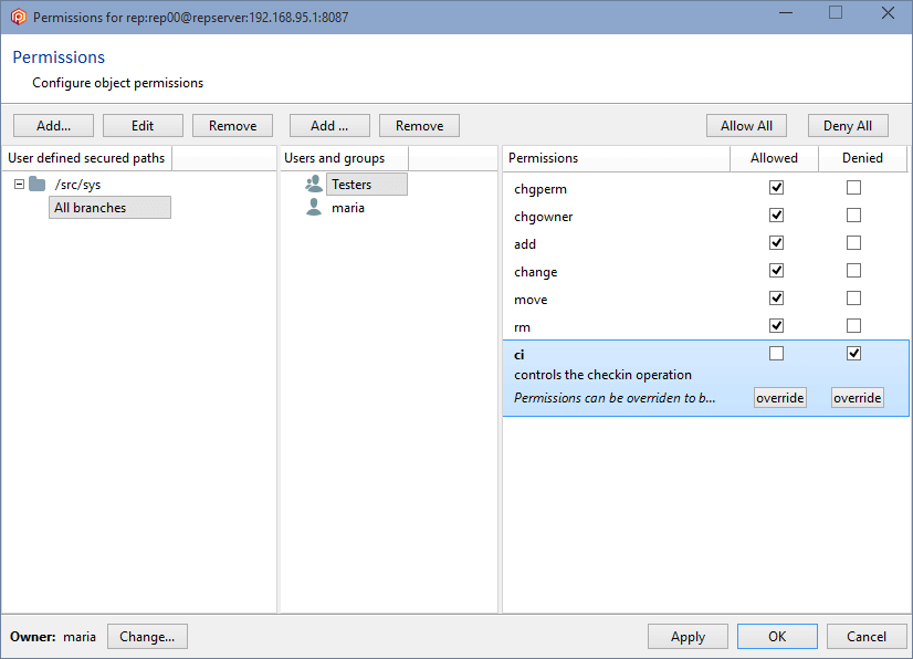Path permissions - Secured path - Deny