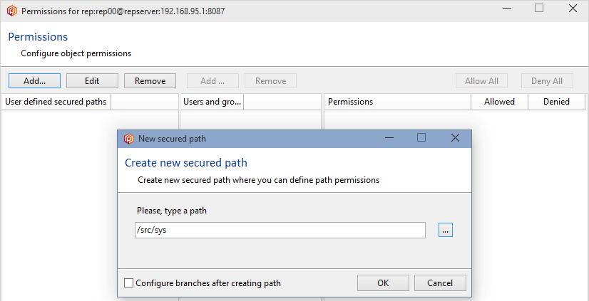Path permissions - Secured path