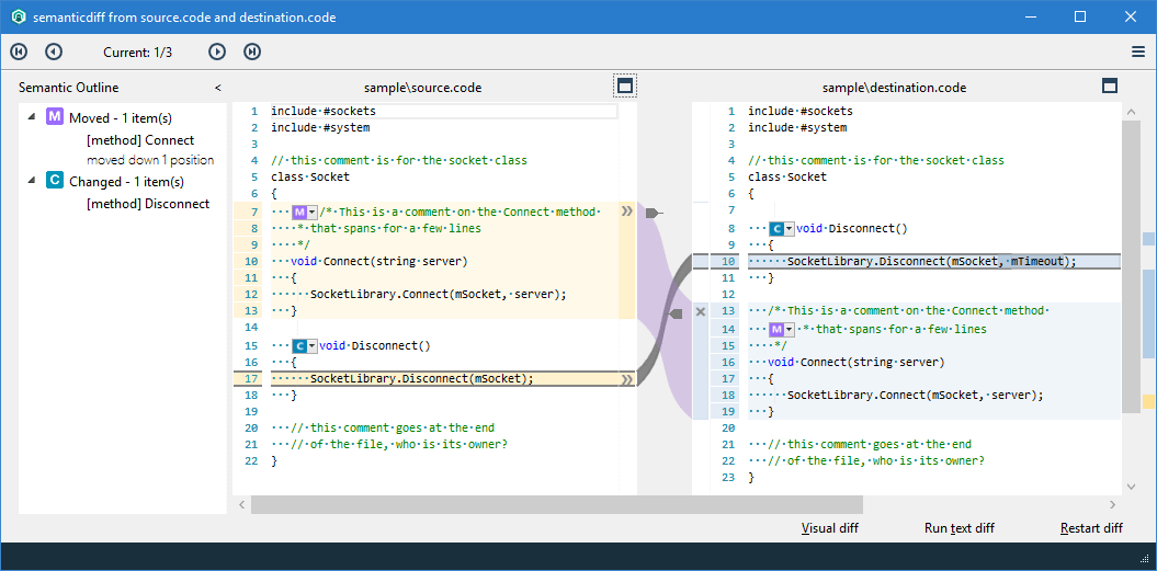 Handling comments SemanticDiff