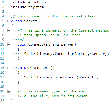 Handling comments source file