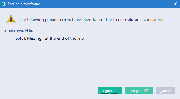 Parsing error - Warning message