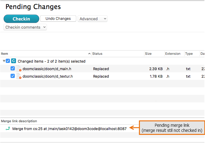 Plastic SCM GUI - macOS - Pending changes - Merge