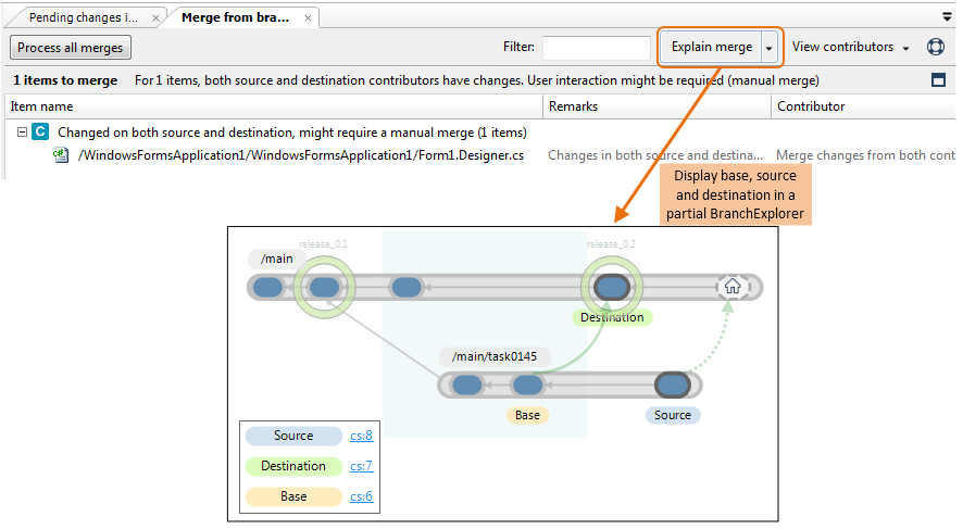 Second merge from a branch, using a different base revision