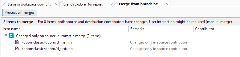 Plastic SCM GUI - Windows - Process all merges