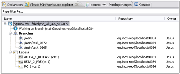 Plastic SCM perspective in Eclipse IDE