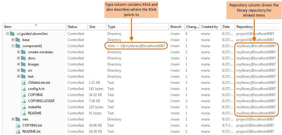 Xlink in the Workspace Explorer